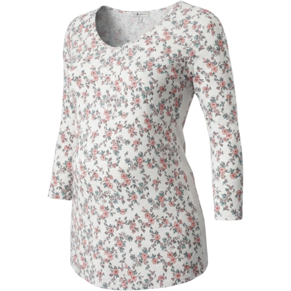 Love Delirious Maternity Floral V-Neck Top Cream Pink XL NWT